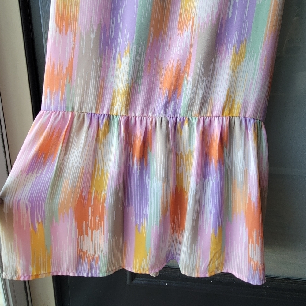 NWT COLLECTIVE CONCEPTS MIDI DRESS MULTICOLOR SIZE MEDIUM RUFFLES OPEN BACK - Picture 14 of 14
